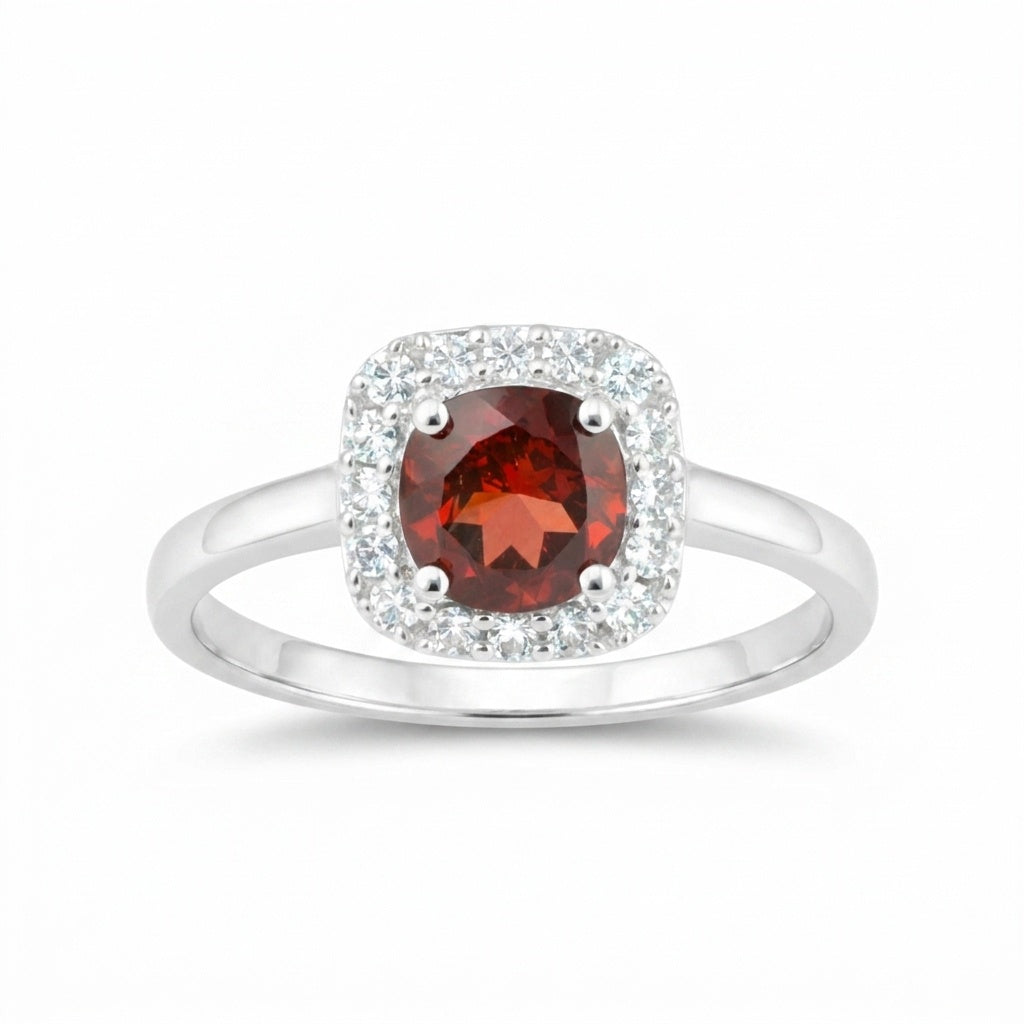 Ruby Round Solitaire Ring 1.25 Ct. 925 Sterling Silver Birthday Fine Jewelry Gif