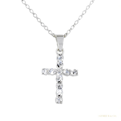 Gorgeous 1.10 ct DEW Certified 3mm Moissanite Plus-Shape Pendant In Vermeil 925 Silver