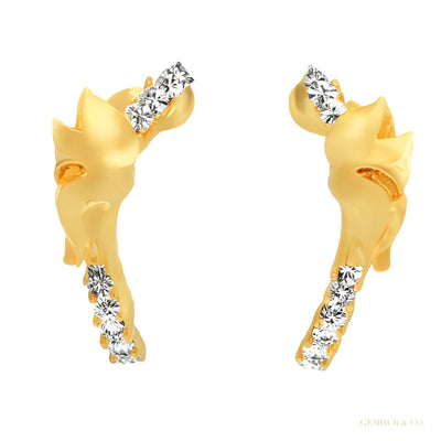 IGI Certified Stud Earrings in 18K Yellow Gold with Natural Diamond 0.10 Ct.