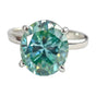 4.80 ct DEW Oval Cut Blue Moissanite Ring in Certified Engagement 18K Gold Plated Verme 18K Gold Plated