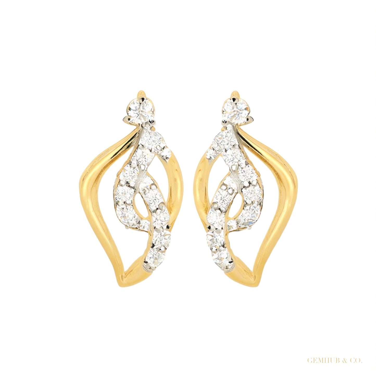 Natural Diamond IGI Certified 0.29 Ct. 18K Gold Earrings for Women Trendy – white background main image