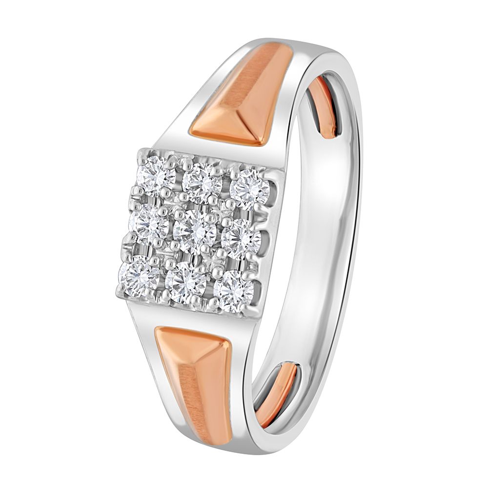 Stylish Dual Toned Men's Diamond Ring - 950Pt Platinum - GEMHUB & CO.