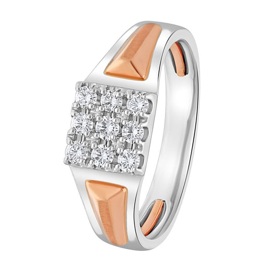 Stylish Dual Toned Men's Diamond Ring - 950Pt Platinum - GEMHUB & CO.