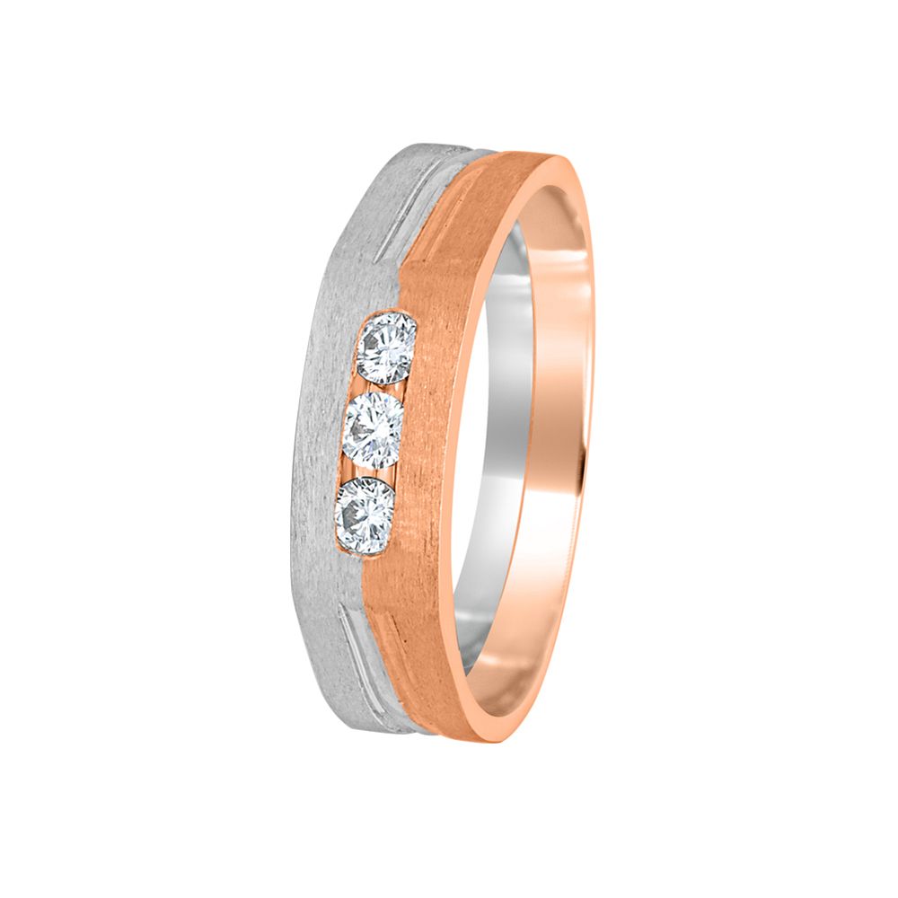 Three Diamond Dual Toned Platinum Men's Ring - 950Pt Platinum - GEMHUB & CO.