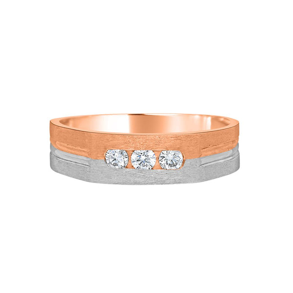 Three Diamond Dual Toned Platinum Men's Ring - Image 2 - GEMHUB & CO.