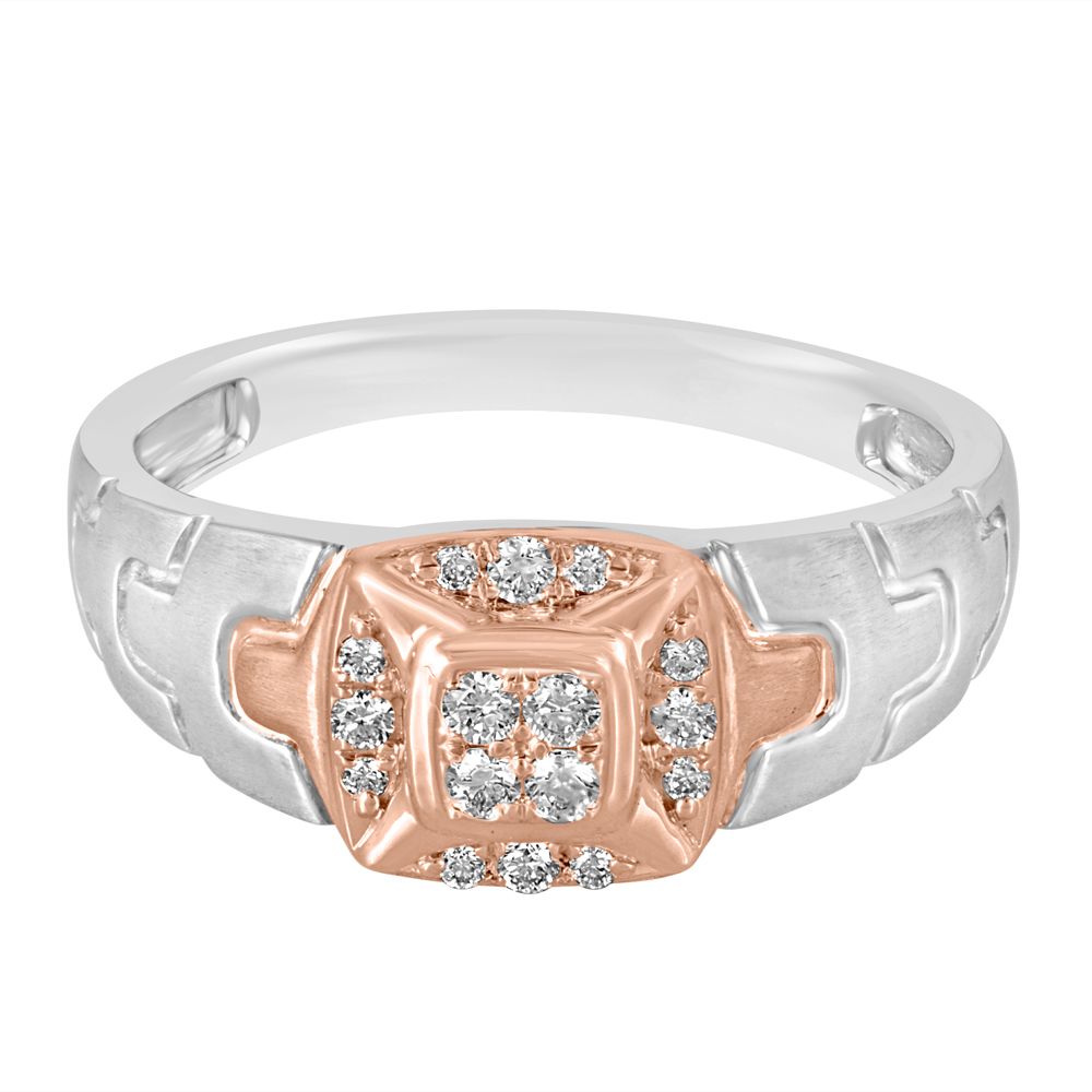 Glossy Men's Rose Gold and Diamond Finger Ring - Image 2 - GEMHUB & CO.