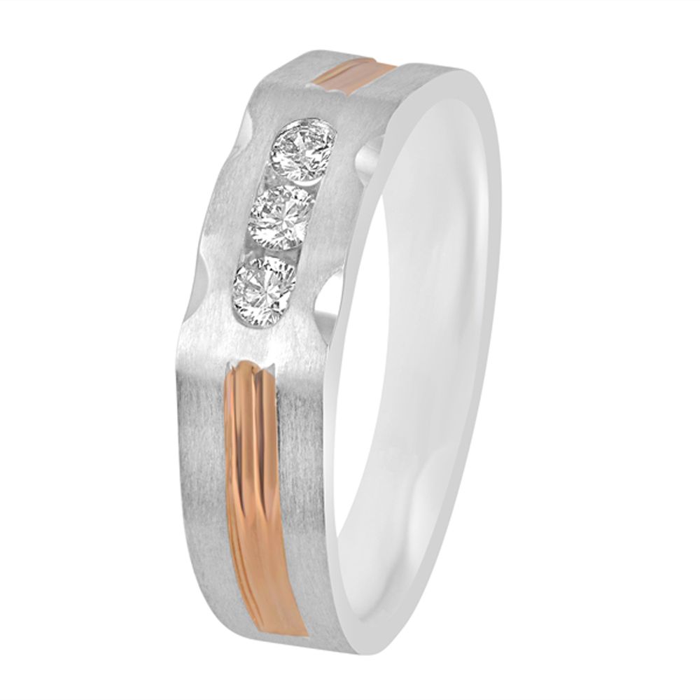 Diamond Studded Finger Ring in 950Pt Platinum and Rose Gold - 950Pt Platinum - GEMHUB & CO.