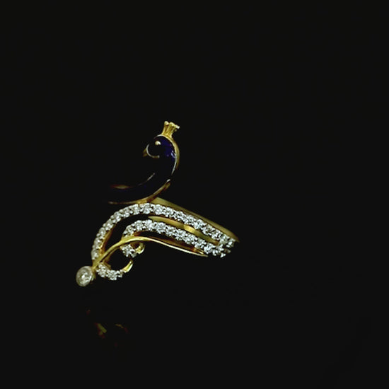 0.29 Ct. IGI Natural Diamond Peacock Ring in 18K Gold for Women Birthday Gift