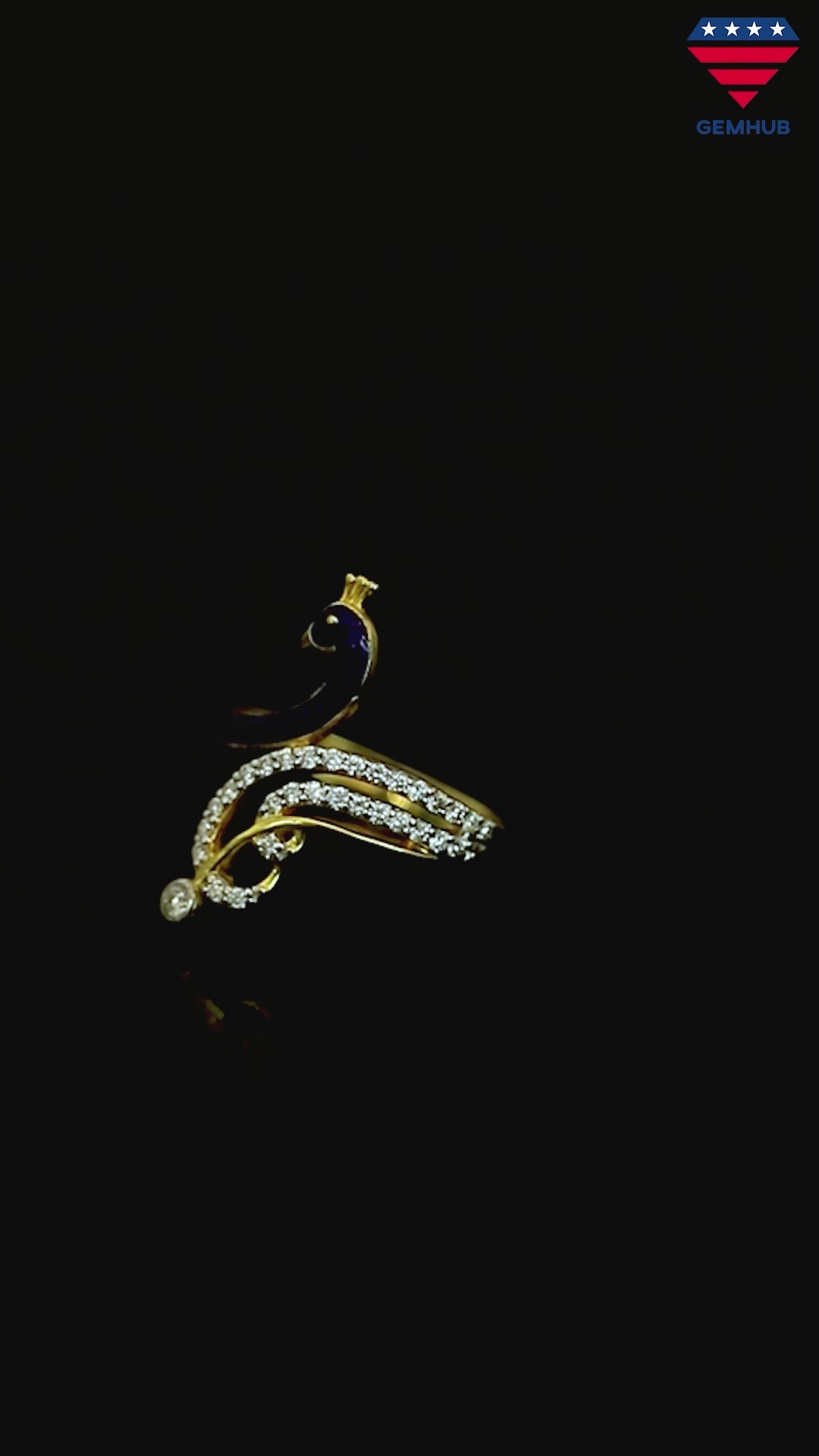 0.29 Ct. IGI Natural Diamond Peacock Ring in 18K Gold for Women Birthday Gift
