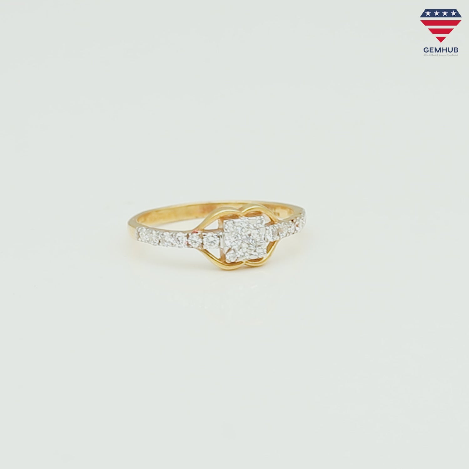 0.41 Ct. IGI Certified 18K Solid Yellow Gold Diamond Cluster Ring For Women
