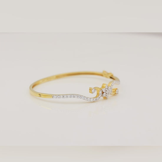 Natural 18KT Gold Diamond Bangle IGI Certified 1.59 Ct.  For women's jewelry