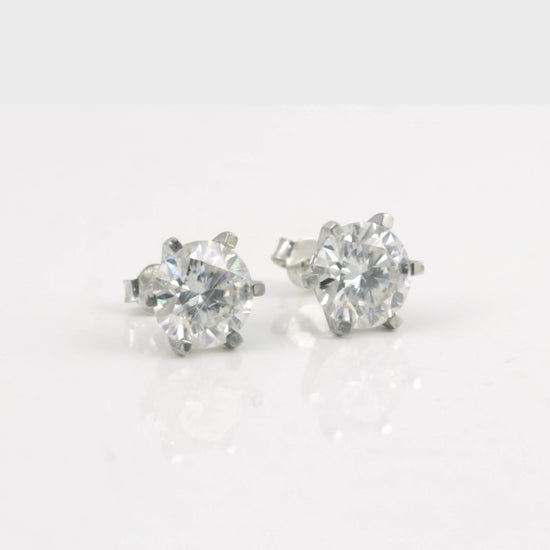 Certified 10.00 ct DEW Round Cut White Moissanite Studs In Gold Vermeil