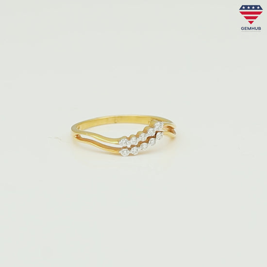 0.13 Ct. IGI Certified 18k Yellow Gold GH VS White Diamond Bypass Ring