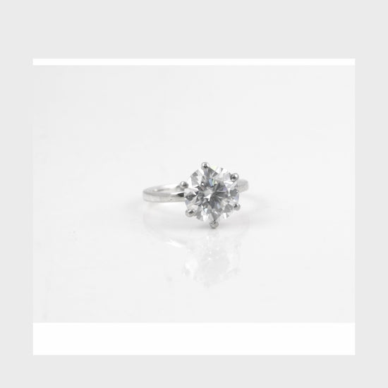 5.0 ct DEW White Moissanite Round Solitaire Ring - 18K Gold Vermeil on 925 Sterling Silver