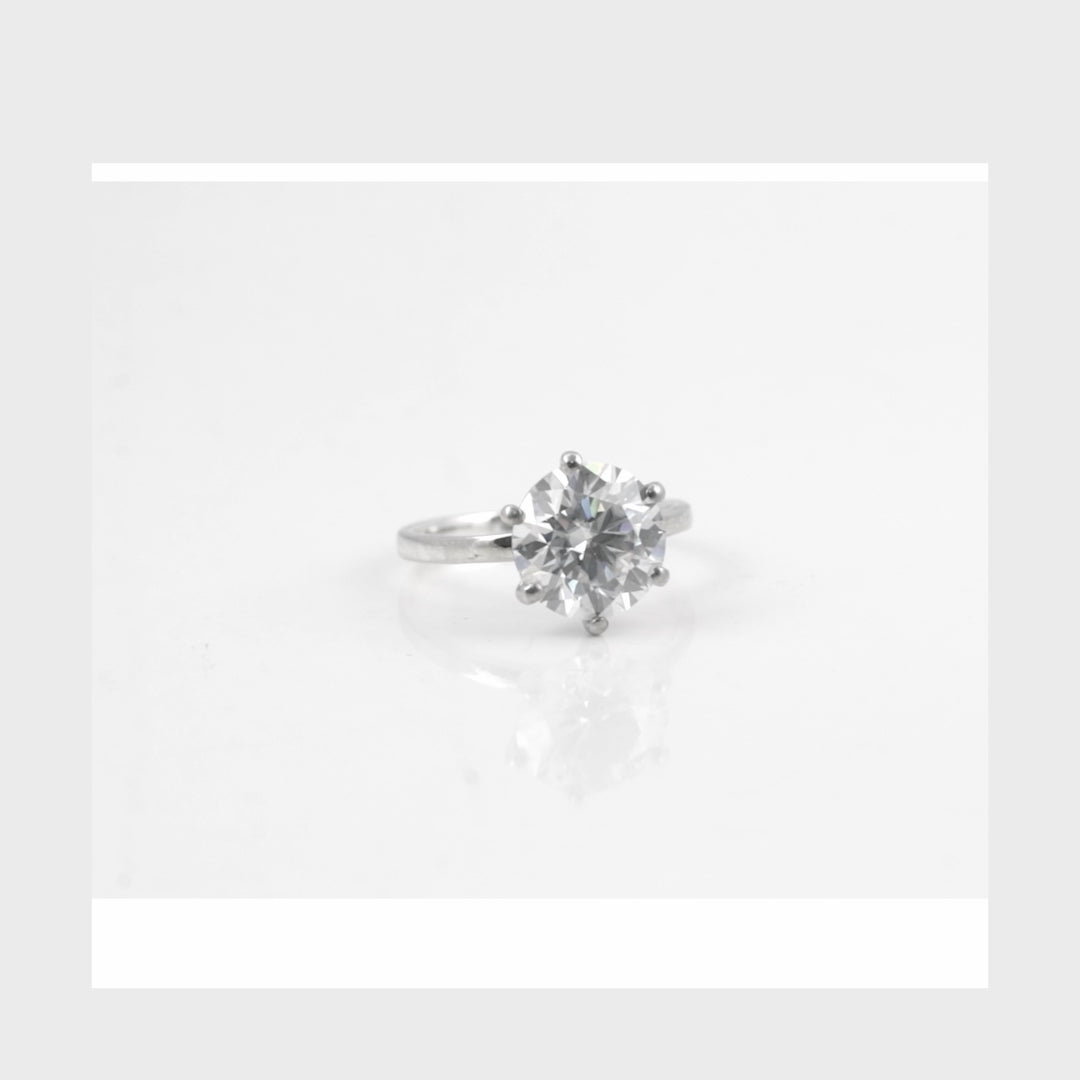 5.0 ct DEW White Moissanite Round Solitaire Ring - 18K Gold Vermeil on 925 Sterling Silver