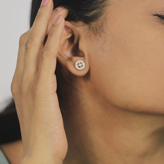 18K Rose Gold Diamond Stud Earrings with 0.40 Ct. Certified