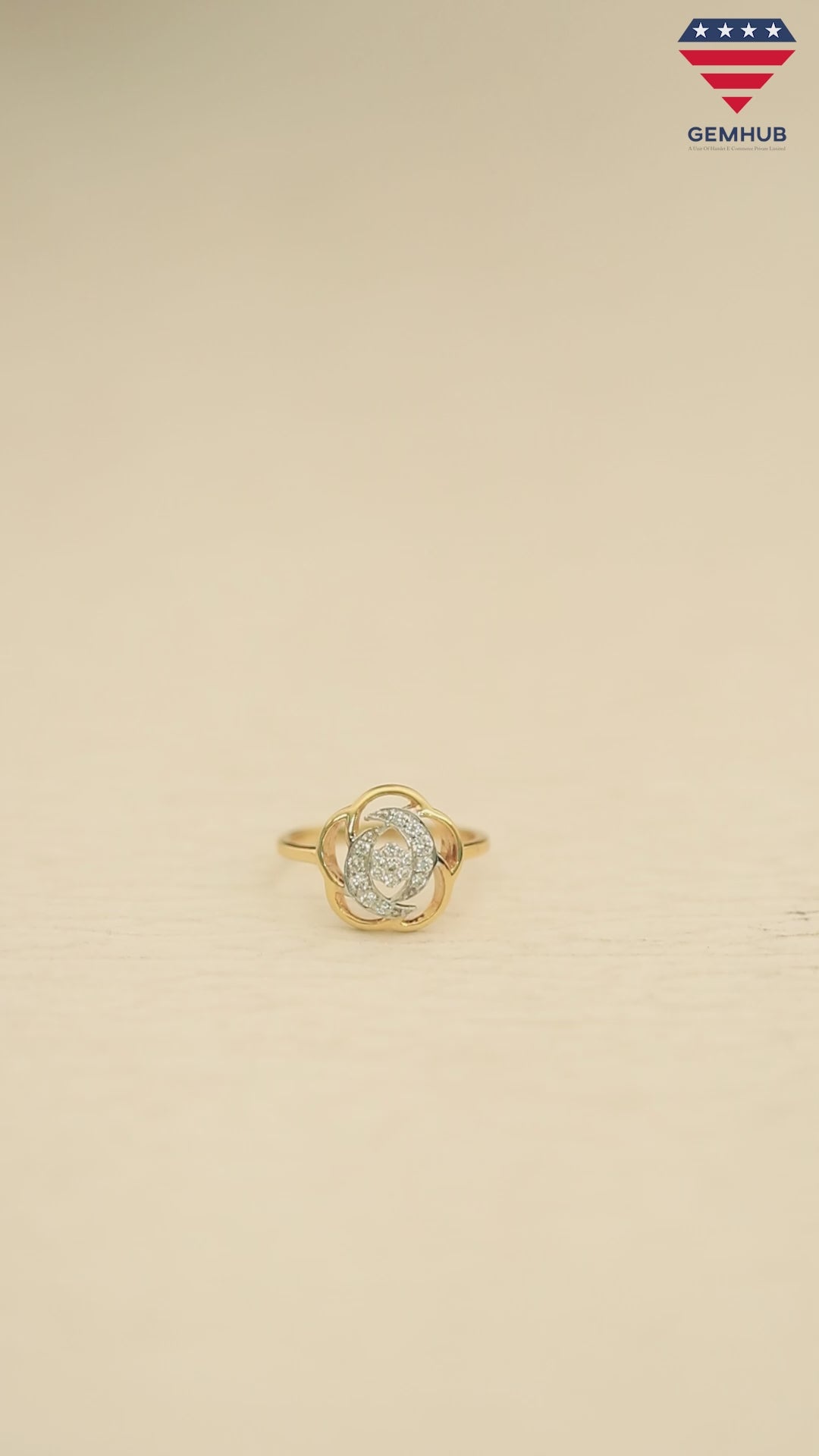 0.21 Ct. IGI Certified 18k Yellow Gold Diamond Floral Design Ring For Easter