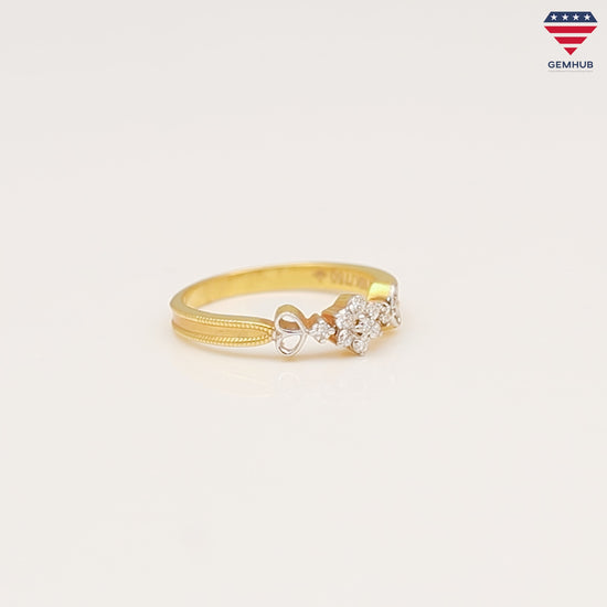 0.10 Ct. IGI Certified Delicate Diamond Flower Ring 18K Yellow Gold Fine Jewelry