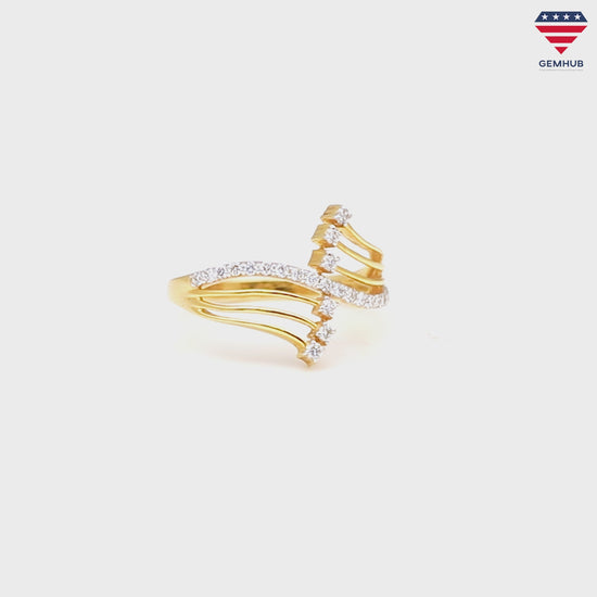 0.23 Ct. IGI Natural Diamond Wave Design Ring in 18K Yellow Gold for Women Gift