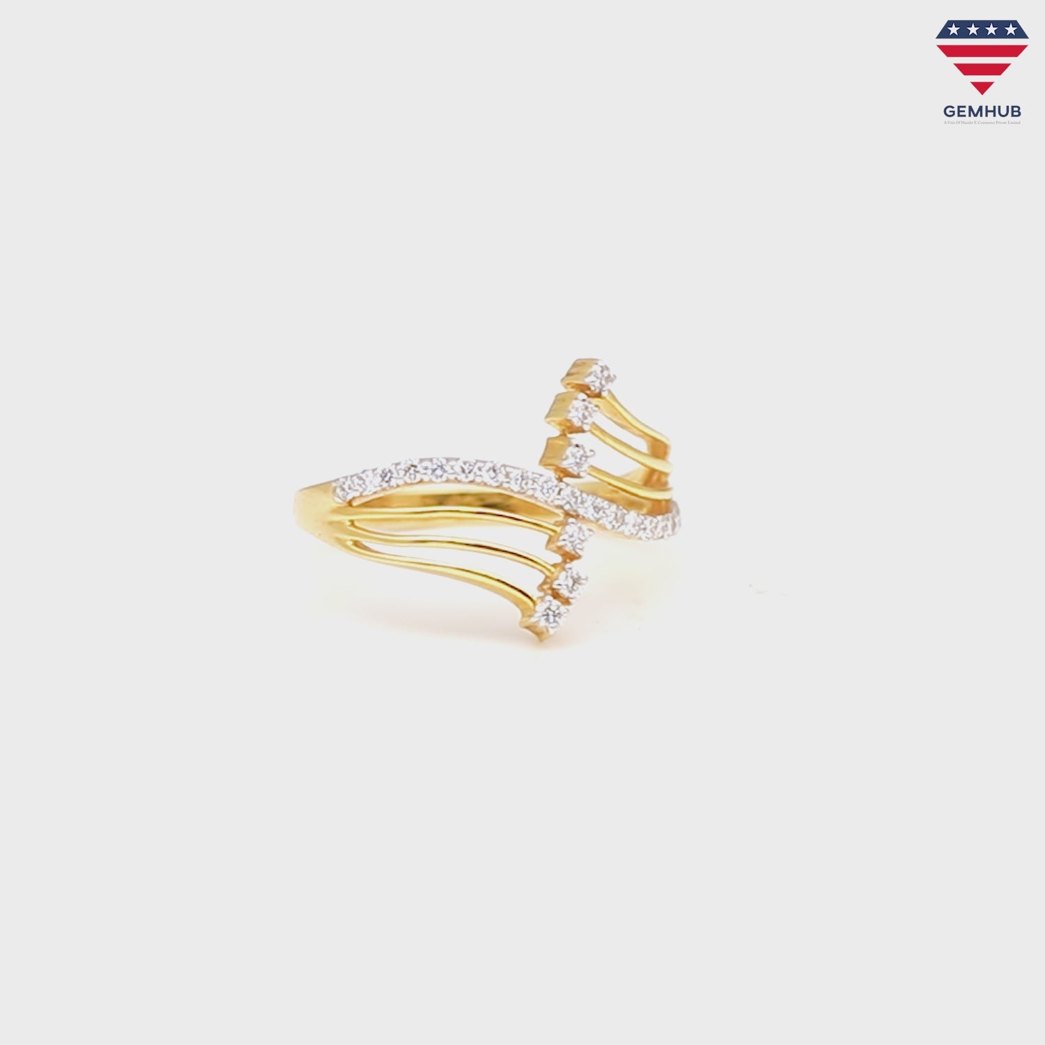 0.23 Ct. IGI Natural Diamond Wave Design Ring in 18K Yellow Gold for Women Gift
