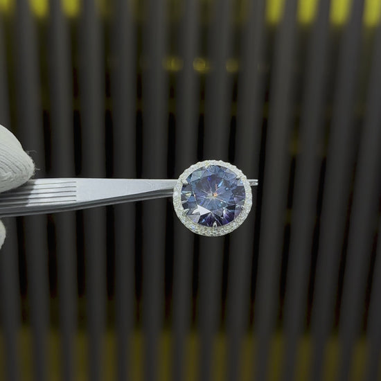 20.00ct DEW Blue Moissanite Round Pendant Necklace