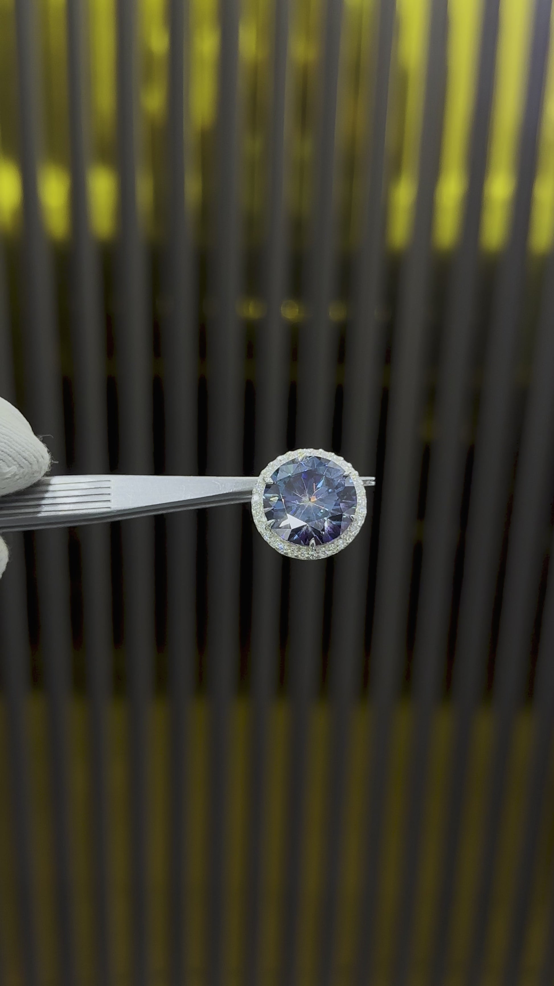 20.00ct DEW Blue Moissanite Round Pendant Necklace