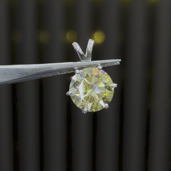 10.25ct DEW Champagne Moissanite Round Pendant Necklace
