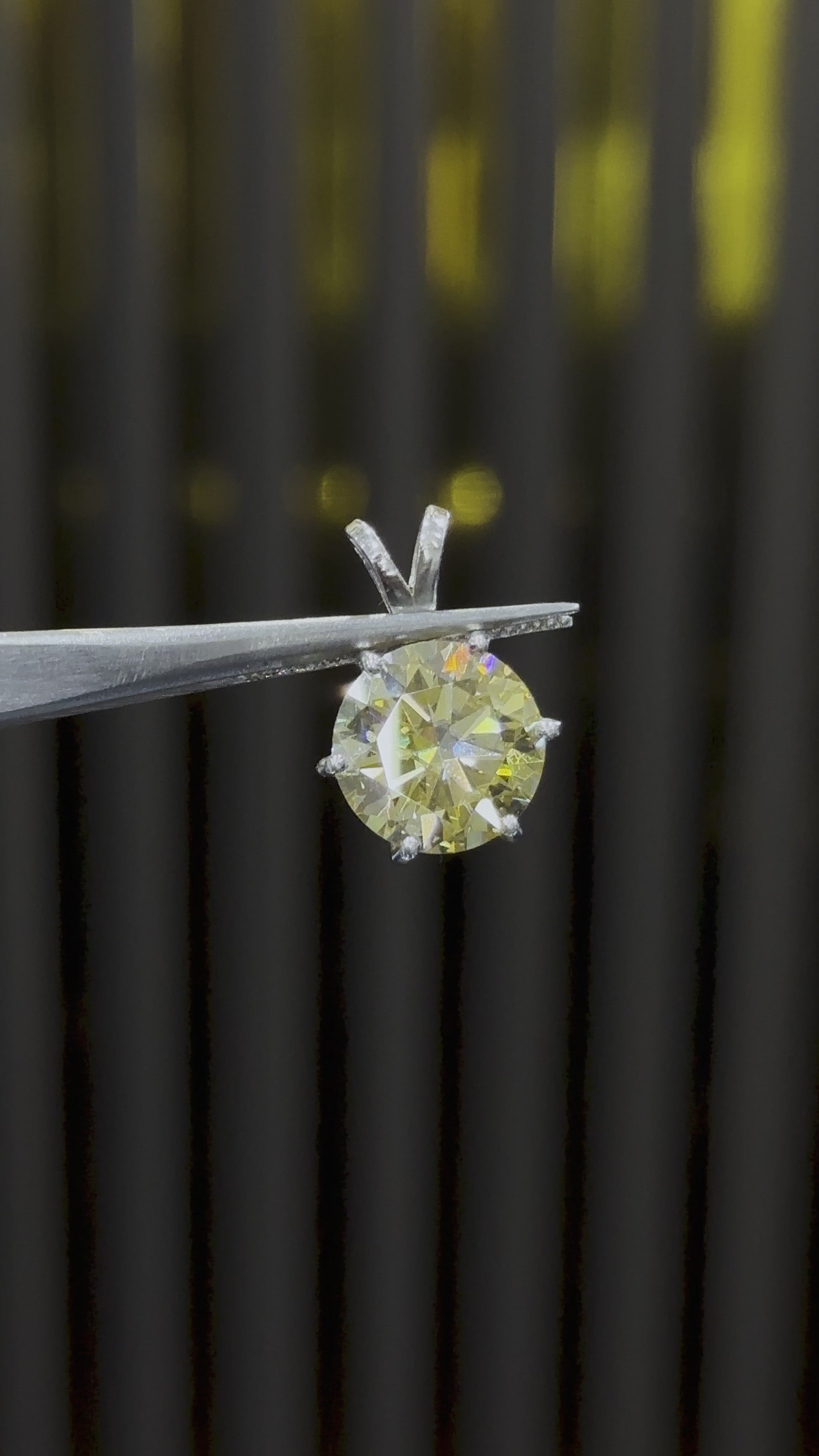 10.25ct DEW Champagne Moissanite Round Pendant Necklace
