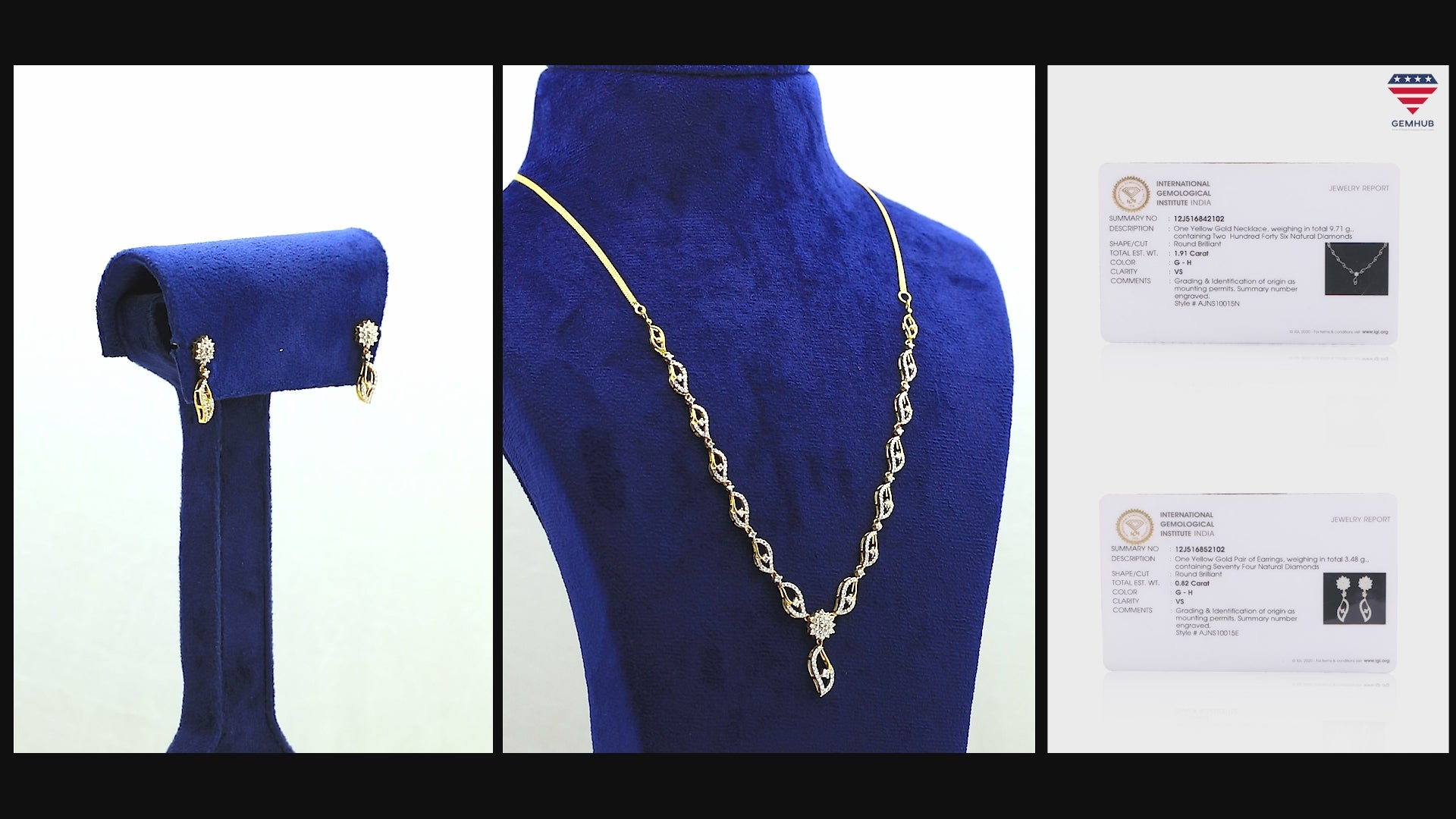 IGI Certified 2.73 Ct Natural Diamond Jewelry Set 18K Gold G-H Luxury Women Set