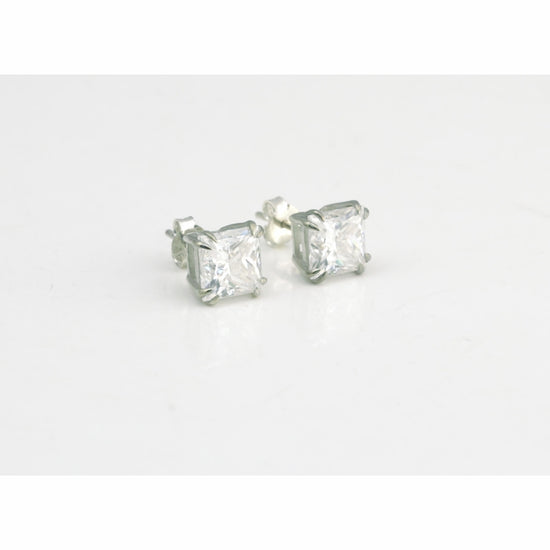 6.00 ct DEW Princess Cut Certified Moissanite Studs in Gold Vermeil For Wife