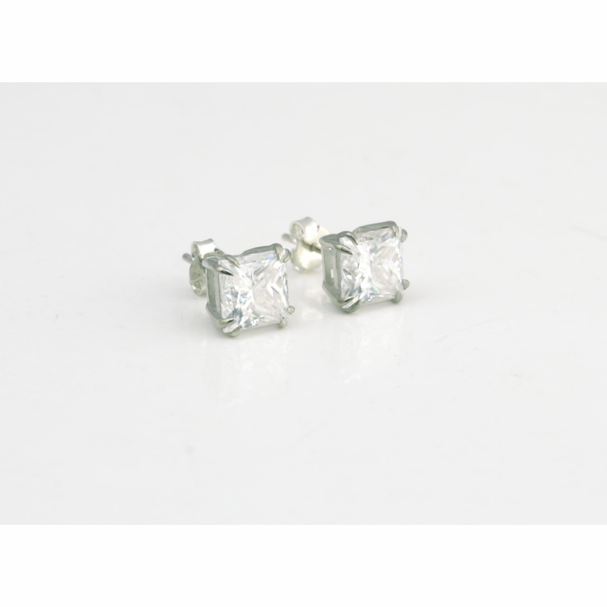 6.00 ct DEW Princess Cut Certified Moissanite Studs in Gold Vermeil For Wife
