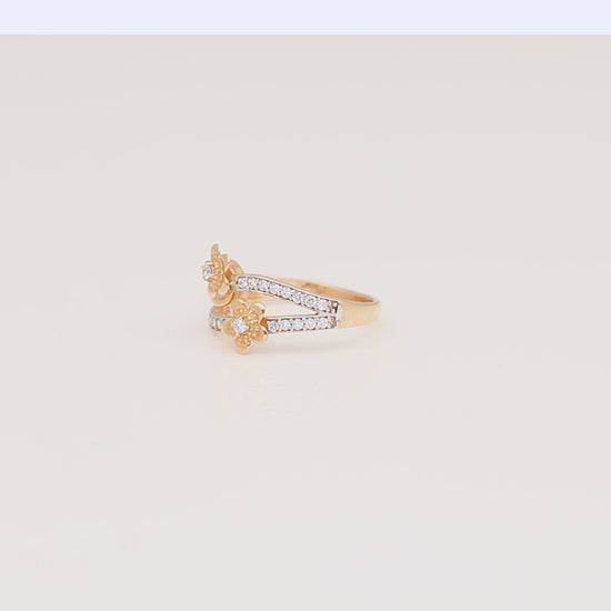 0.25 Ct. IGI Certified Natural Diamond 18k Rose Gold Floral Ring For Women Gift