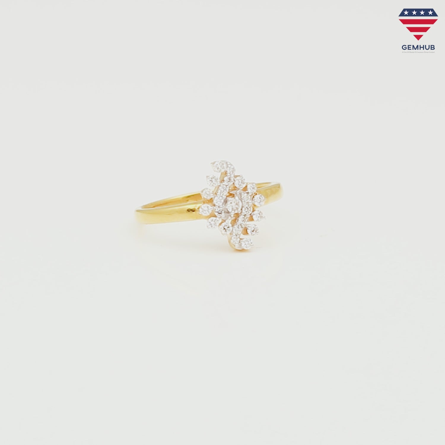 0.27 Ct. IGI Certified Natural Diamond 18k Yellow Gold Floral Cluster Ring