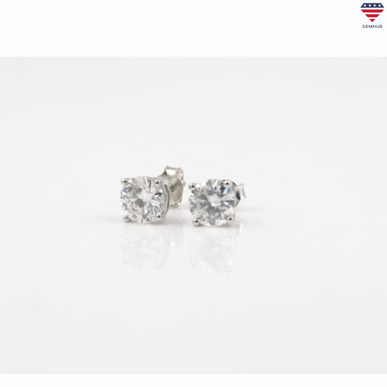 6.00 ct DEW Certified White Moissanite Solitaire Studs In Gold Vermeil