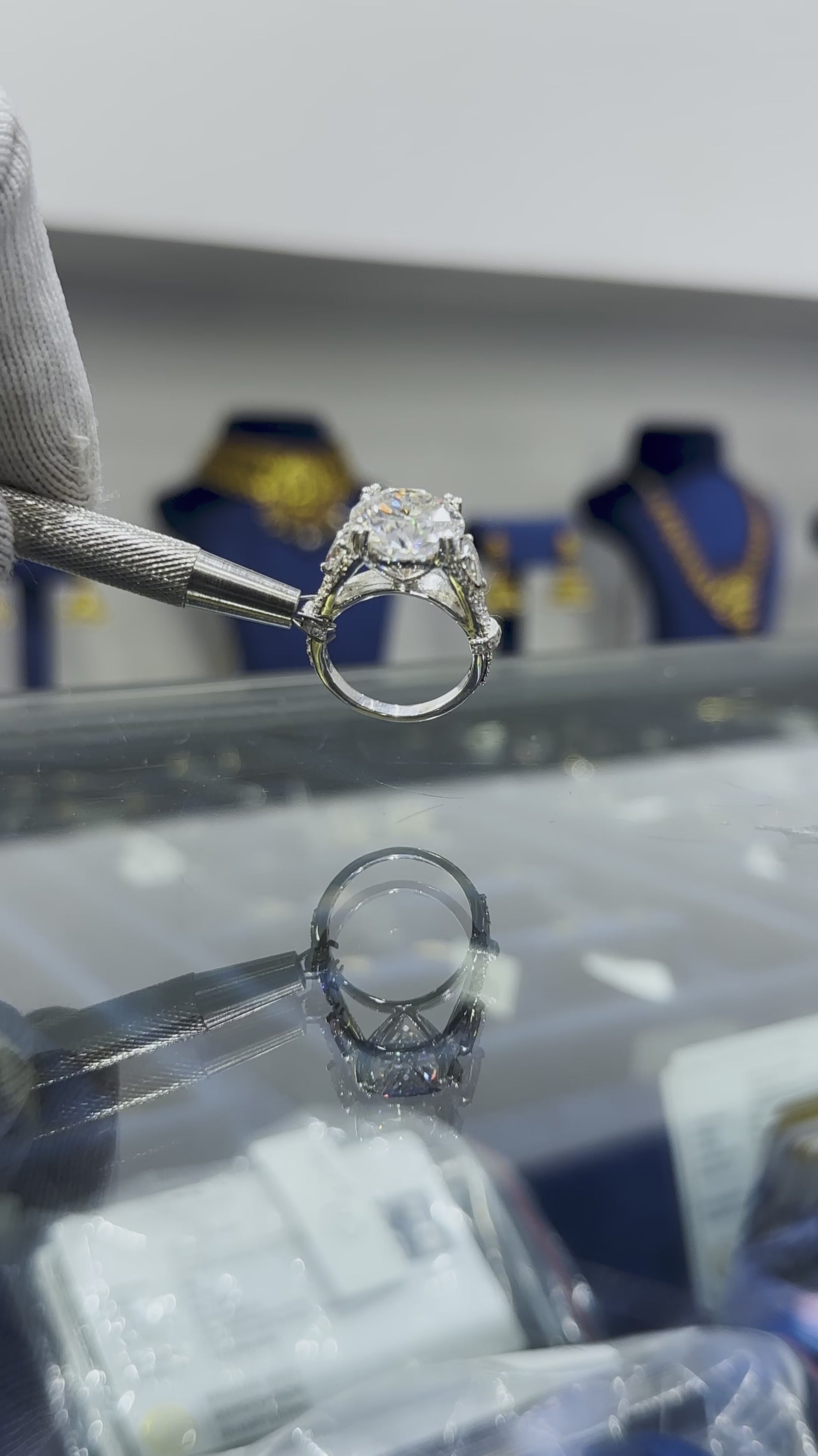 9.25 ct DEW White Moissanite Round Solitaire Ring - 18K Gold Vermeil on 925 Sterling Silver