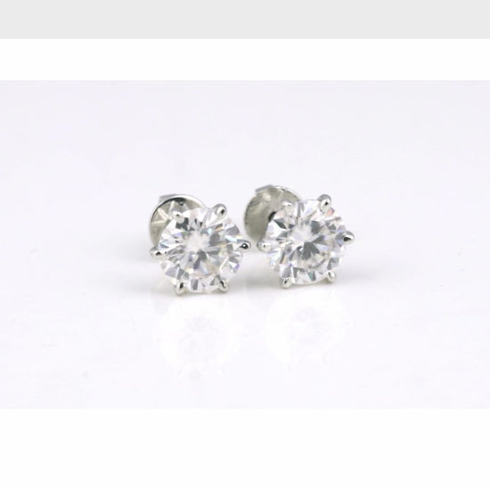 12.00 ct DEW White Moissanite Stud Earrings with Sparkle and Luster Gold Vermeil