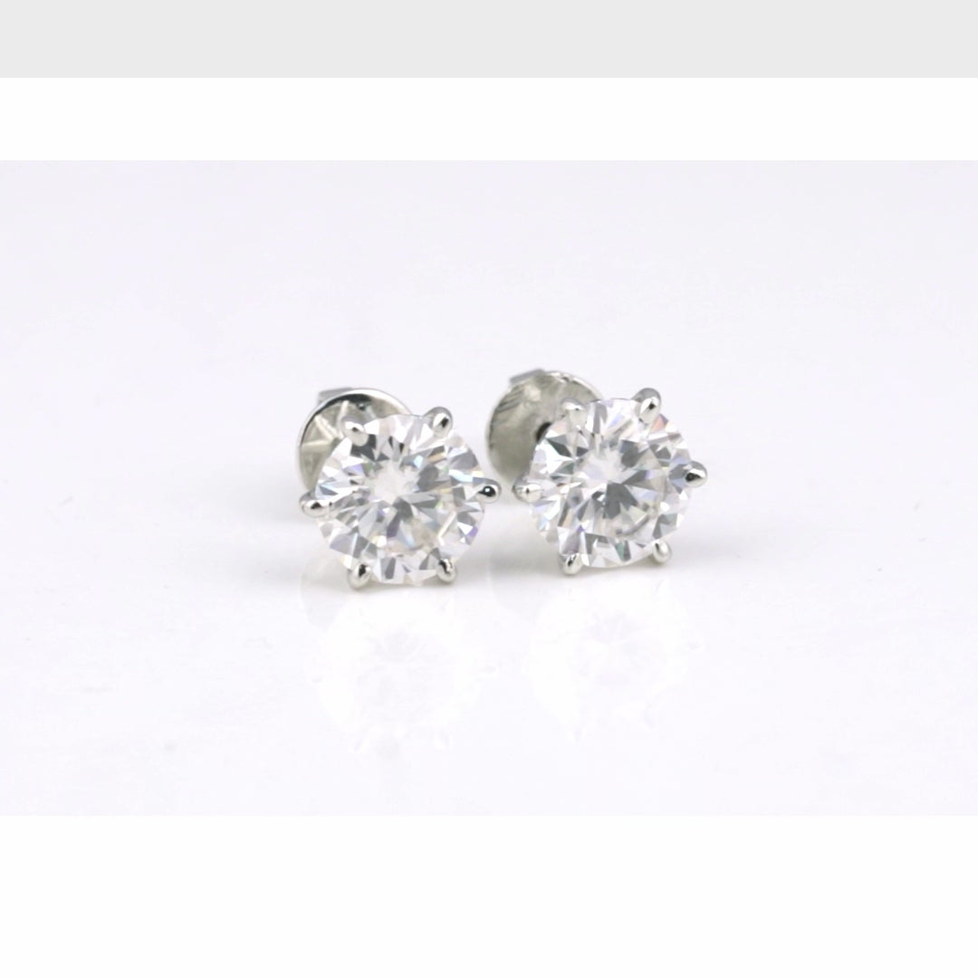 12.00 ct DEW White Moissanite Stud Earrings with Sparkle and Luster Gold Vermeil