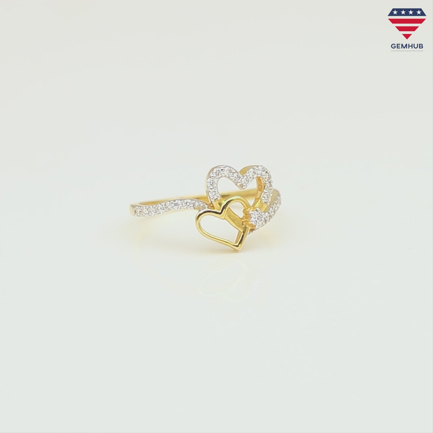 0.29 Ct. IGI Natural Diamond Double Heart Ring in 18K Yellow Gold for Women Gift