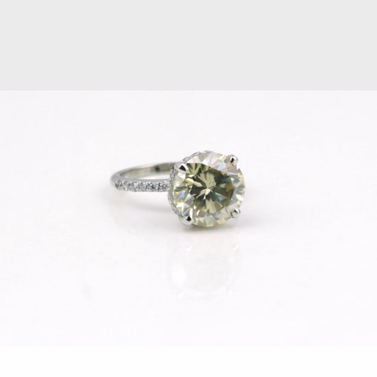 2.90 Ct Round Cut Champagne Lab Grown Diamond Ring — VS1 Clarity, 18k Gold Vermeil
