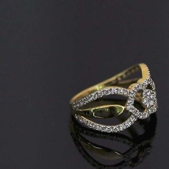 0.74 Ct. IGI Natural Diamond Designer Ring in 18K Yellow Gold for Anniversary
