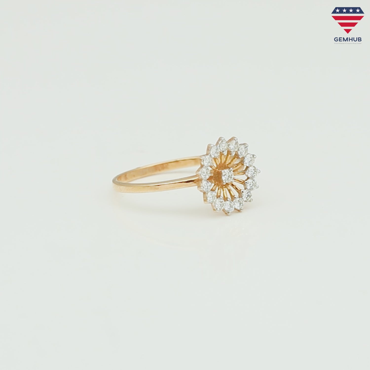 0.34Ct IGI Certified 18k Yellow Gold Floral Cocktail Diamond Ring For Engagement