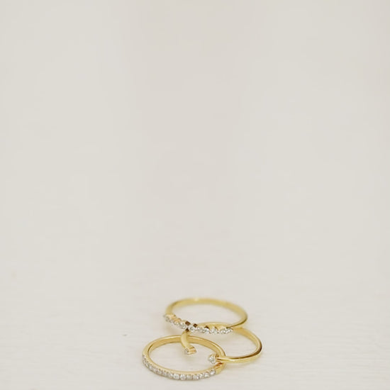 0.35 Ct. IGI Certified Natural Diamond 18k Yellow Gold Stackable Ring Set of 3