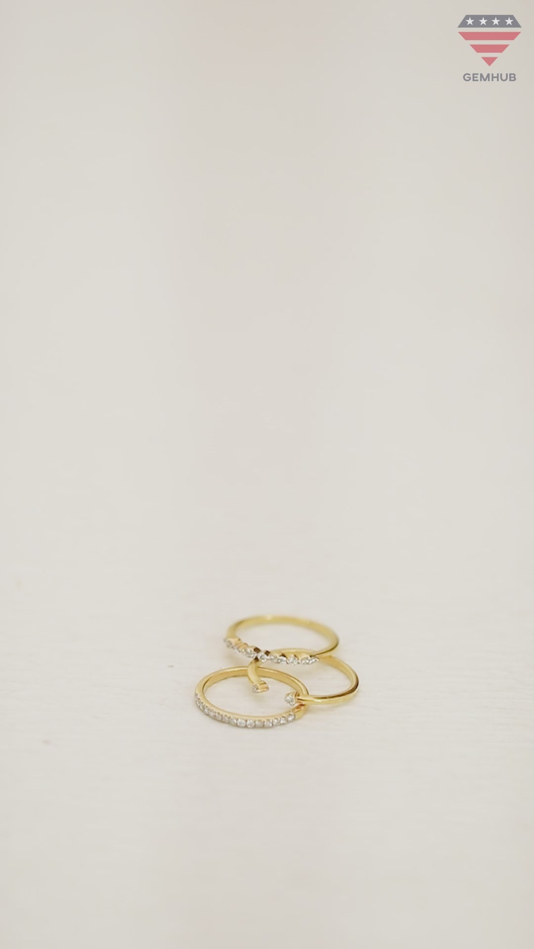 0.35 Ct. IGI Certified Natural Diamond 18k Yellow Gold Stackable Ring Set of 3