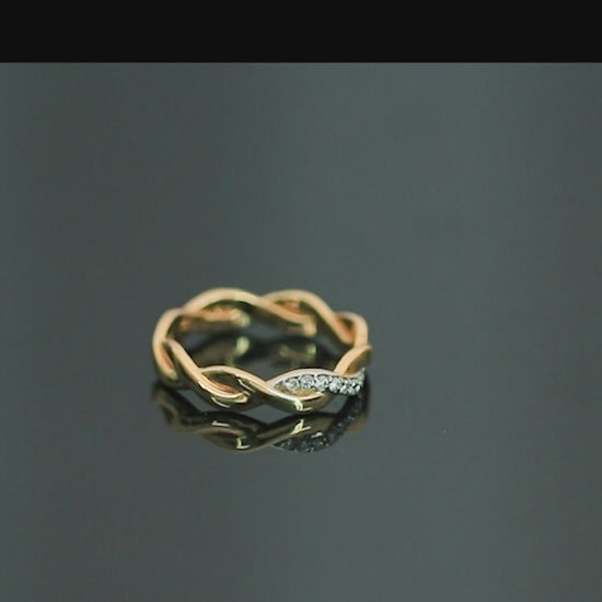 0.09 Ct. IGI Certified Natural Diamond 18k Yellow Gold Swirl Ring For Birthday