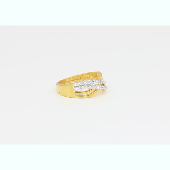 0.44 Ct. IGI Certified 18k Yellow Gold Graceful Wave GH VS Diamond Women's Ring
