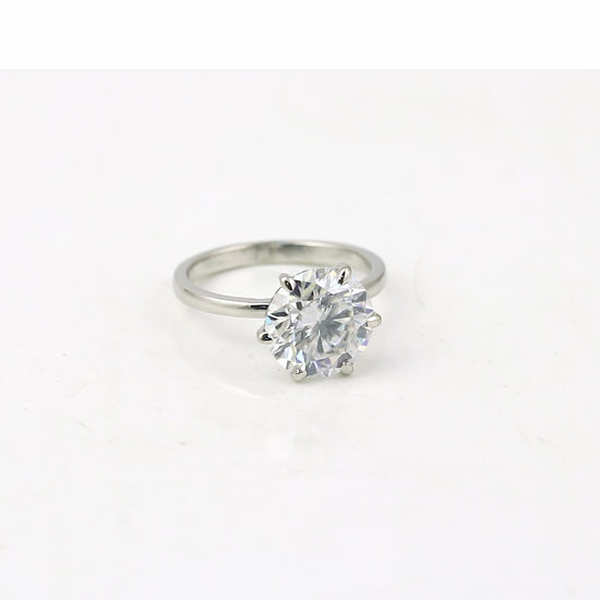 8.3ct DEW White Moissanite Round Solitaire Ring