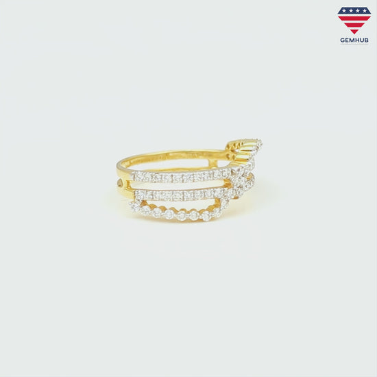 0.67 Ct. IGI Natural Diamond Crossover Ring in 18K Yellow Gold for Women Gift