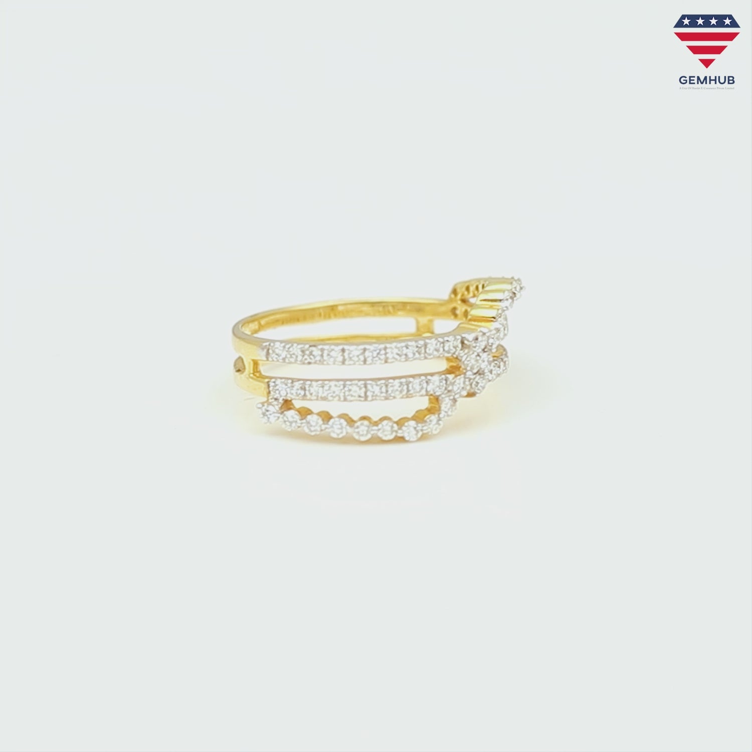 0.67 Ct. IGI Natural Diamond Crossover Ring in 18K Yellow Gold for Women Gift
