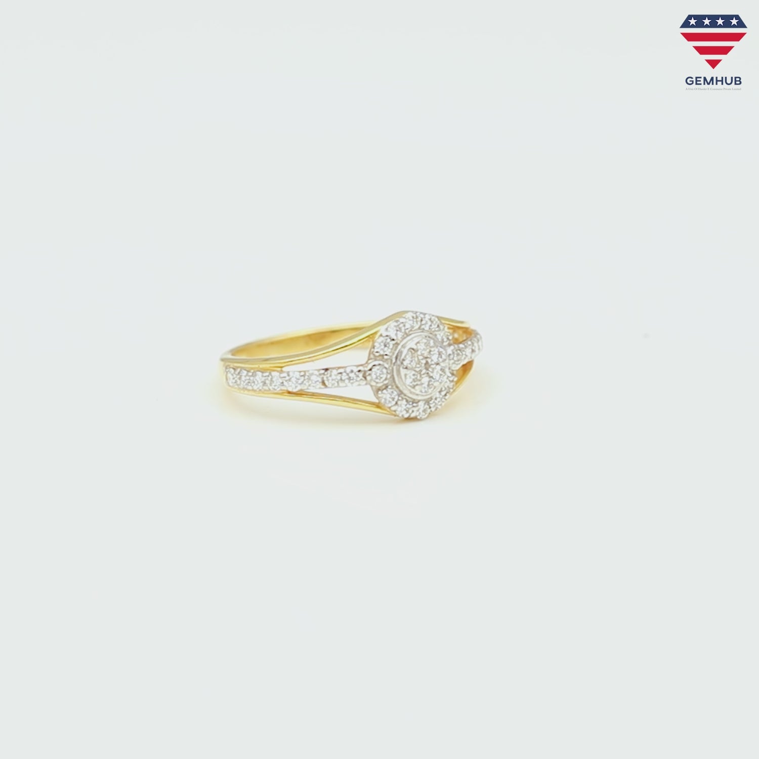 0.41 Ct. IGI Natural Diamond Floral Halo Ring in 18K Yellow Gold for Women Gift