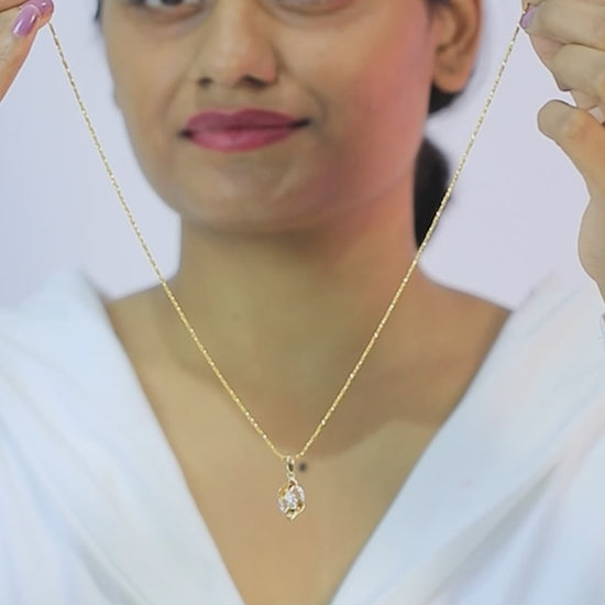 0.38 Ct  Natural Diamond Pendant And Earrings Set 18KT Yellow Gold IGI Certified